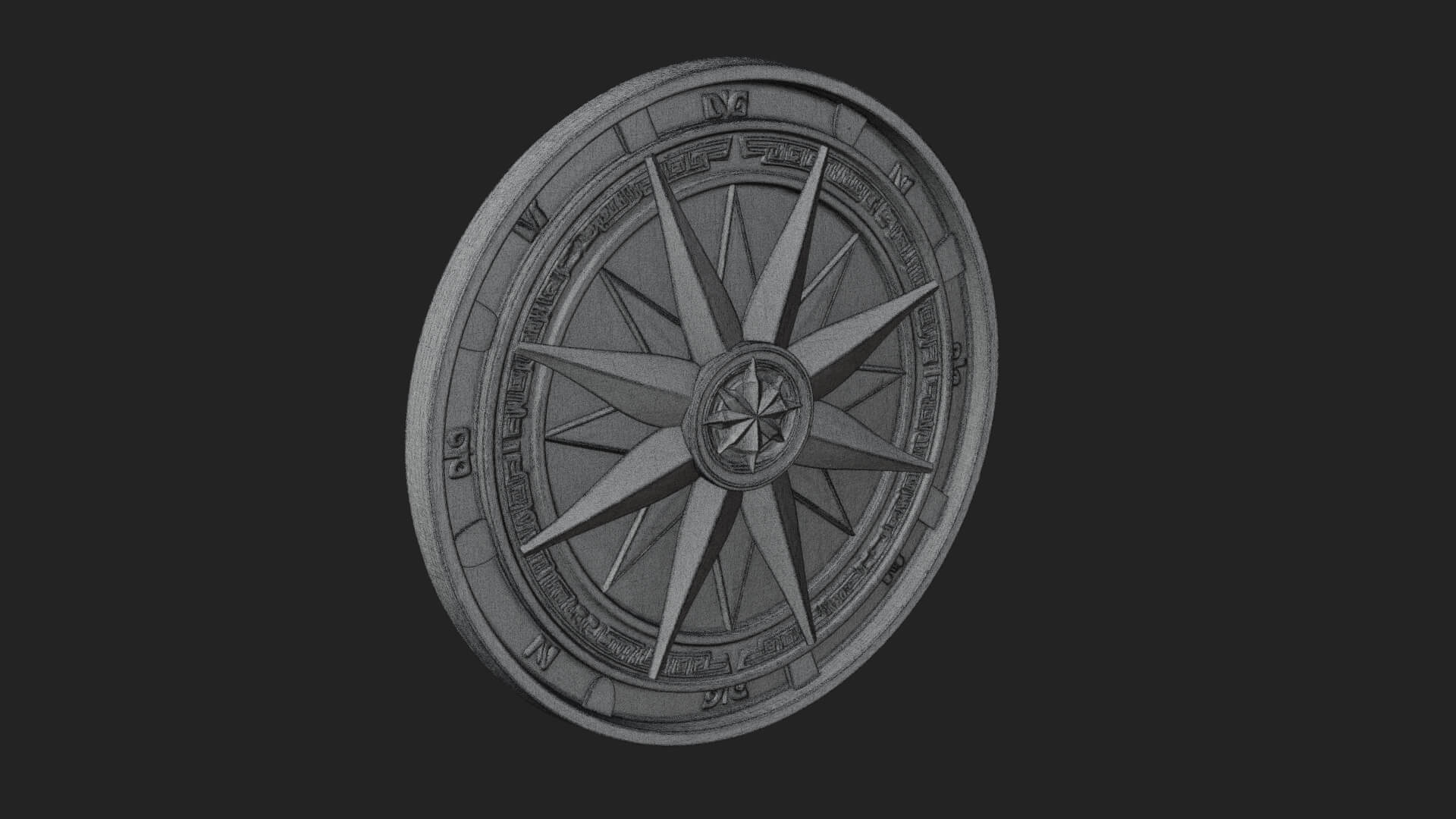 Mariner Compass Oval Plaque Design 6 3D Print Model 3D Model