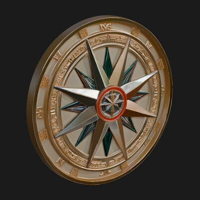 Mariner Compass Oval Plaque Design 6 3D Print Model