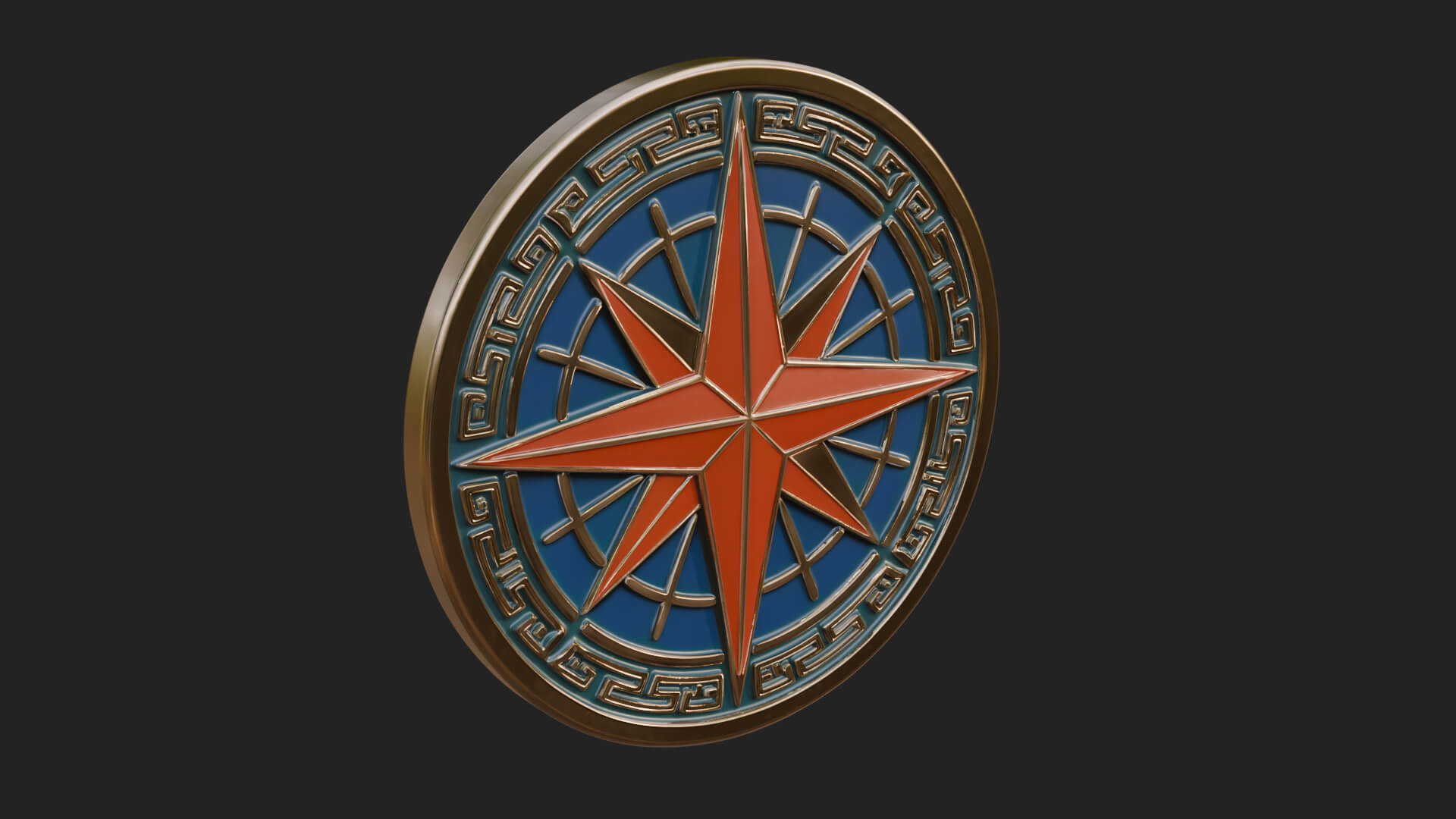 Mariner Compass Oval Plaque Design 7 3D Print Model 3D Model