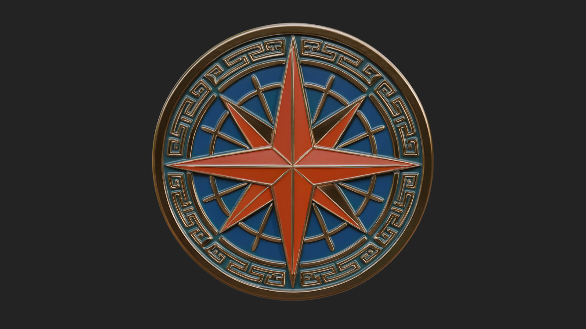 Mariner Compass Oval Plaque Design 7 3D Print Model 3D Model