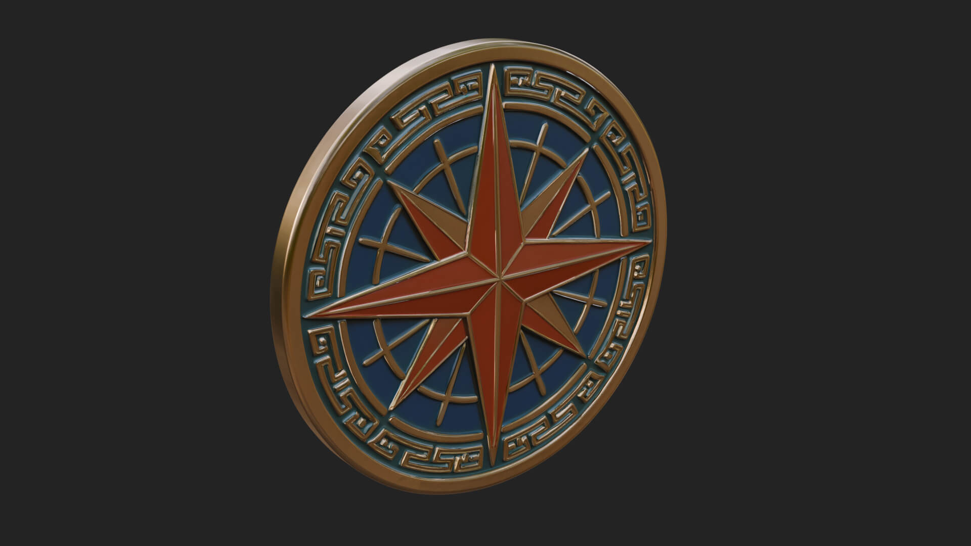 Mariner Compass Oval Plaque Design 7 3D Print Model 3D Model