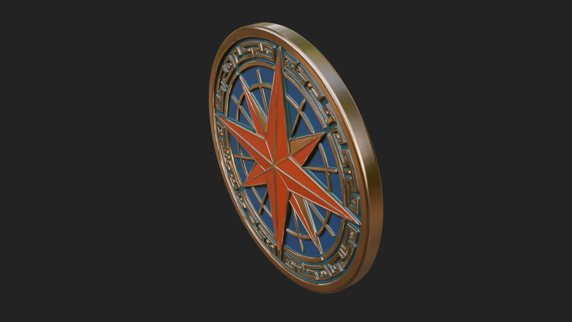 Mariner Compass Oval Plaque Design 7 3D Print Model 3D Model