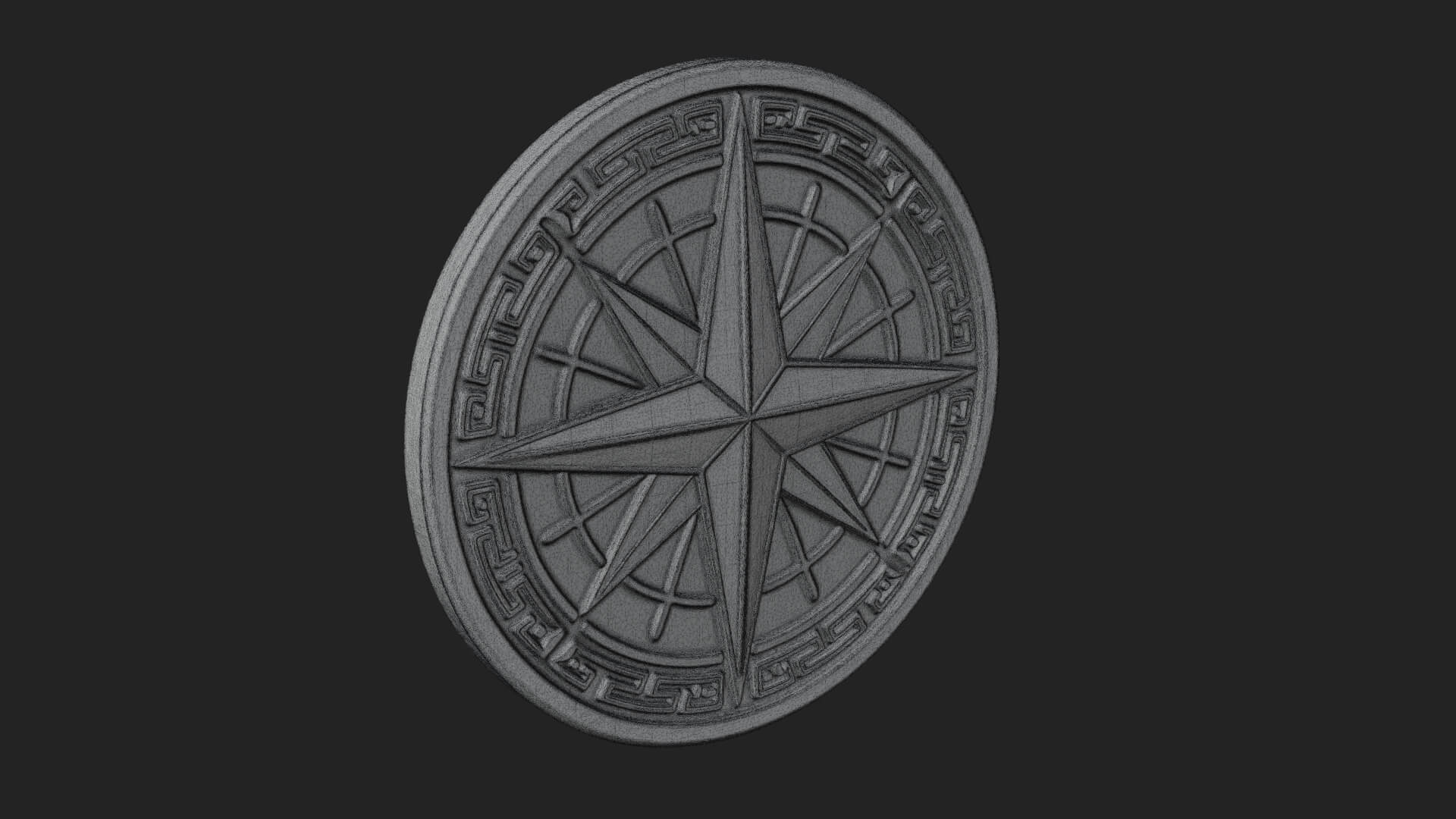 Mariner Compass Oval Plaque Design 7 3D Print Model 3D Model