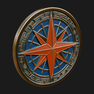 Mariner Compass Oval Plaque Design 7 3D Print Model