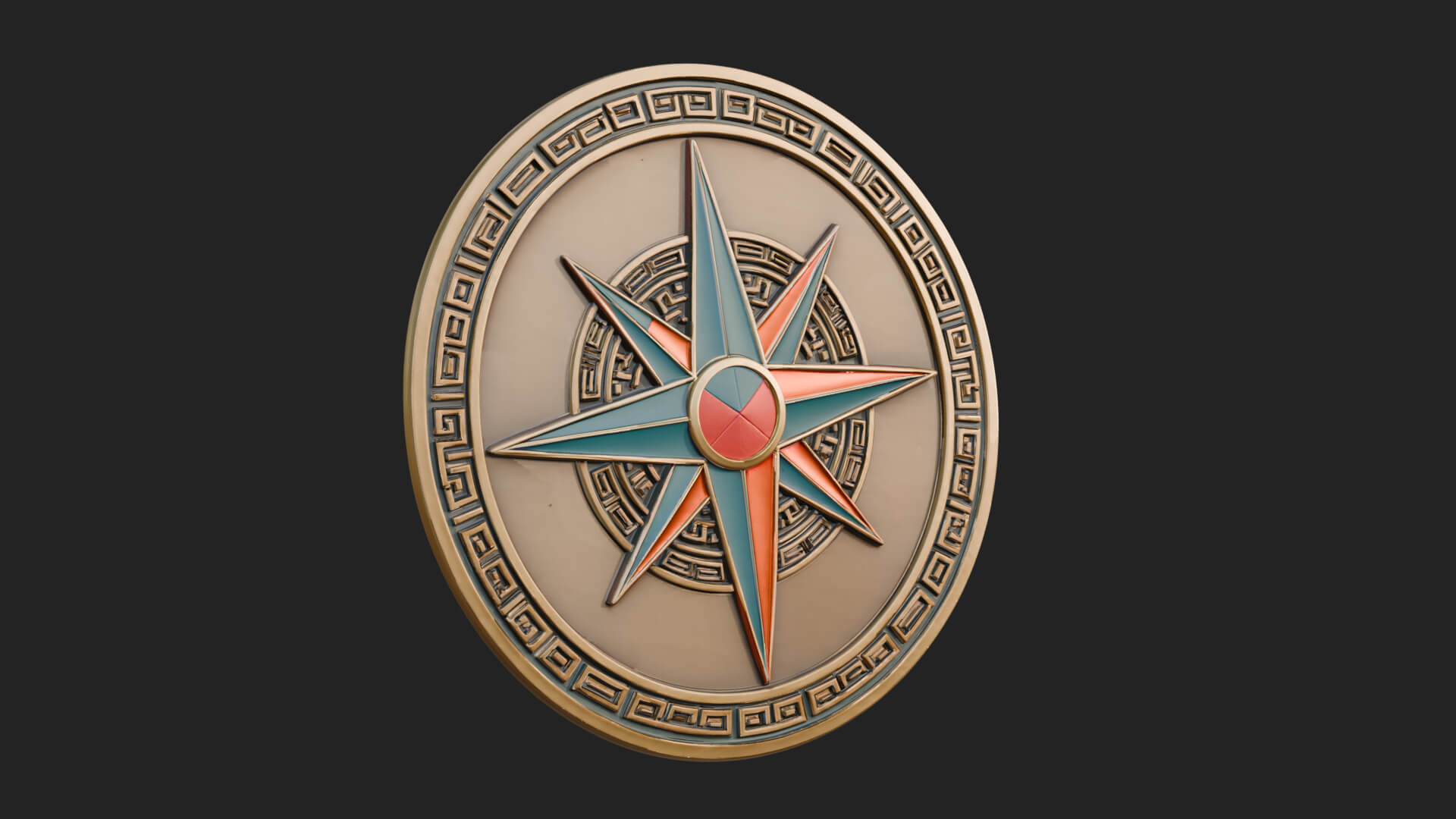 Mariner Compass Oval Plaque Design 8 3D Print Model 3D Model