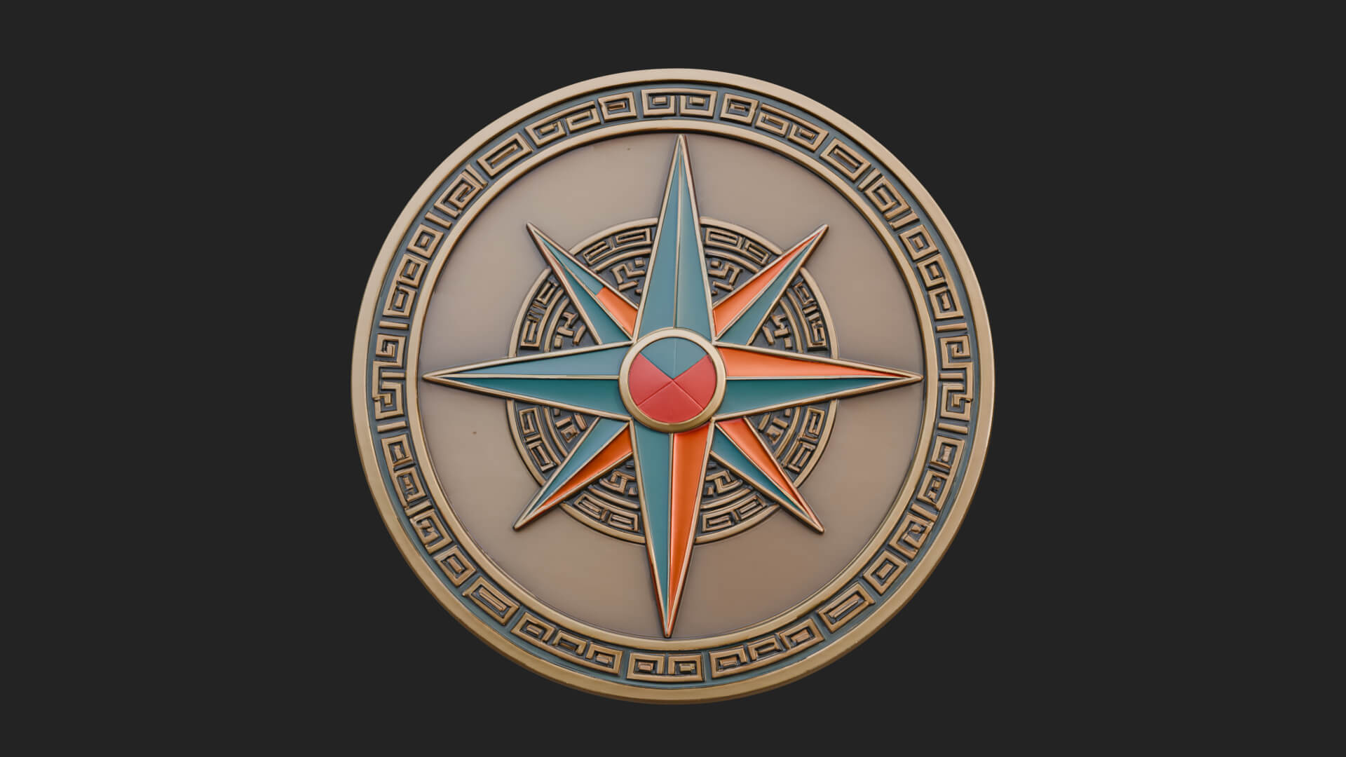 Mariner Compass Oval Plaque Design 8 3D Print Model 3D Model