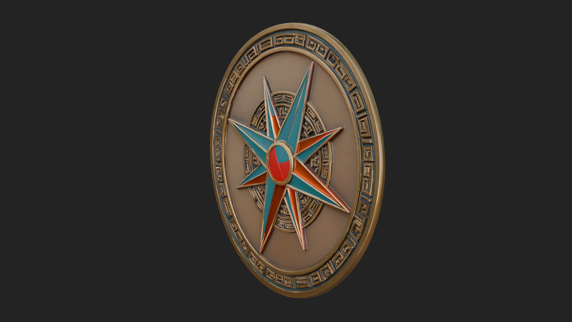 Mariner Compass Oval Plaque Design 8 3D Print Model 3D Model