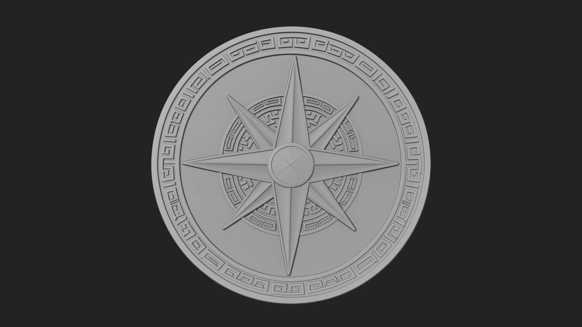 Mariner Compass Oval Plaque Design 8 3D Print Model 3D Model
