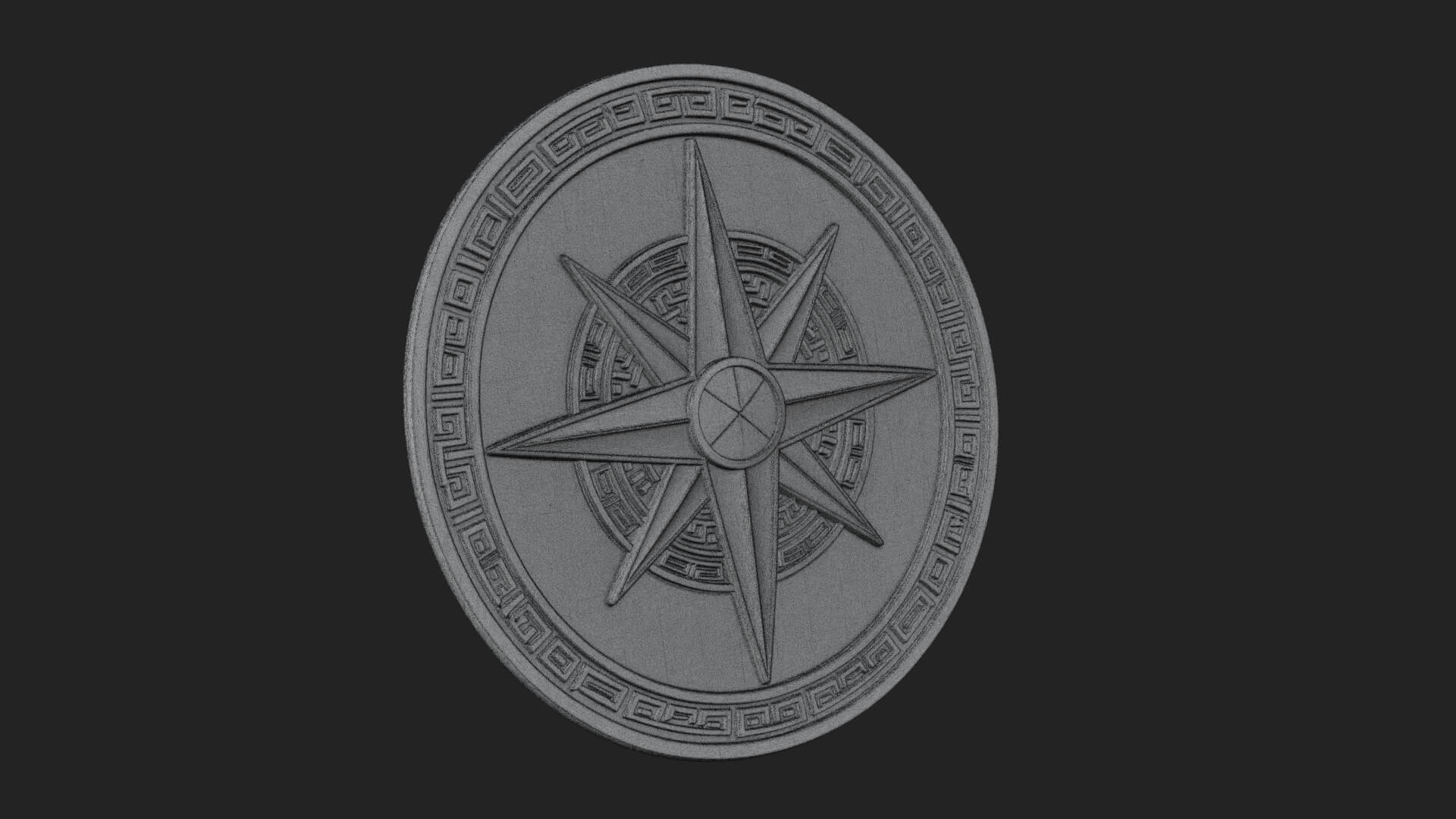 Mariner Compass Oval Plaque Design 8 3D Print Model 3D Model
