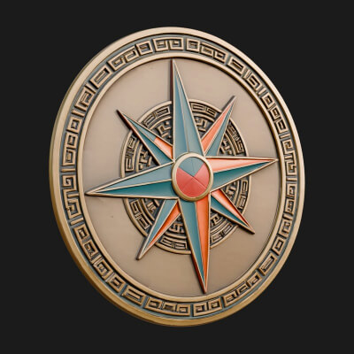 Mariner Compass Oval Plaque Design 8 3D Print Model
