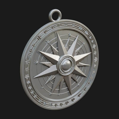 Mariner Compass Oval Plaque Design 9 3D Print Model