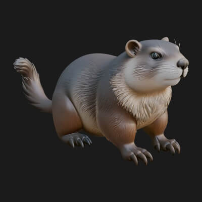 Marmot Statue Design 10 3D Print Model