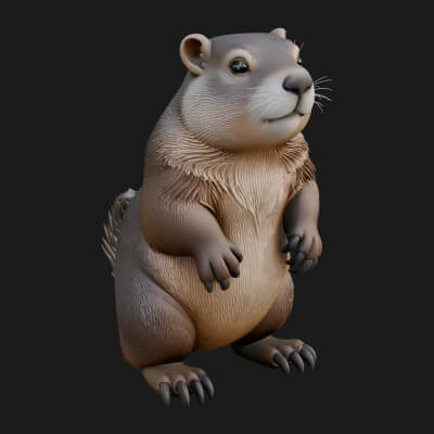 Marmot Statue Design 12 3D Print Model
