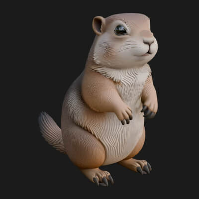 Marmot Statue Design 2 3D Print Model