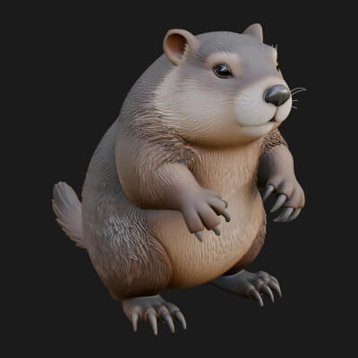 Marmot Statue Design 4 3D Print Model