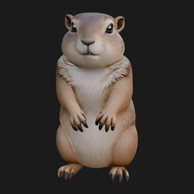 Marmot Statue Design 6 3D Print Model
