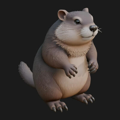 Marmot Statue Design 8 3D Print Model