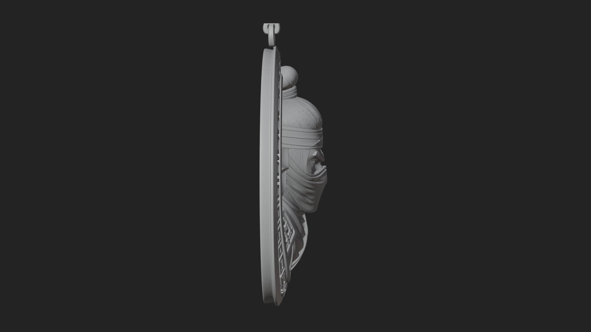 Masked Ninja Oval Relief Plaque Design 1 3D Print Model 3D Model