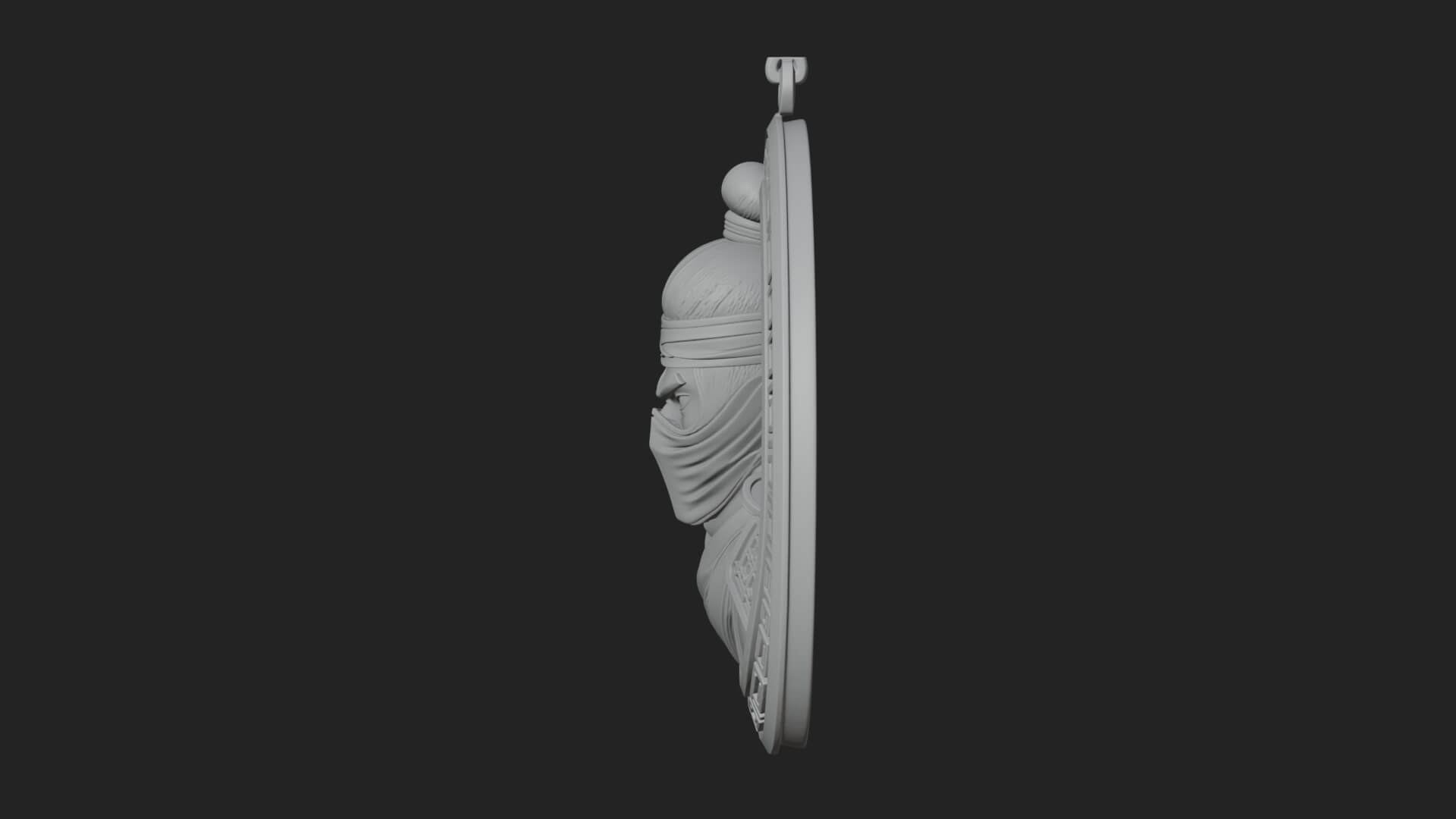 Masked Ninja Oval Relief Plaque Design 1 3D Print Model 3D Model