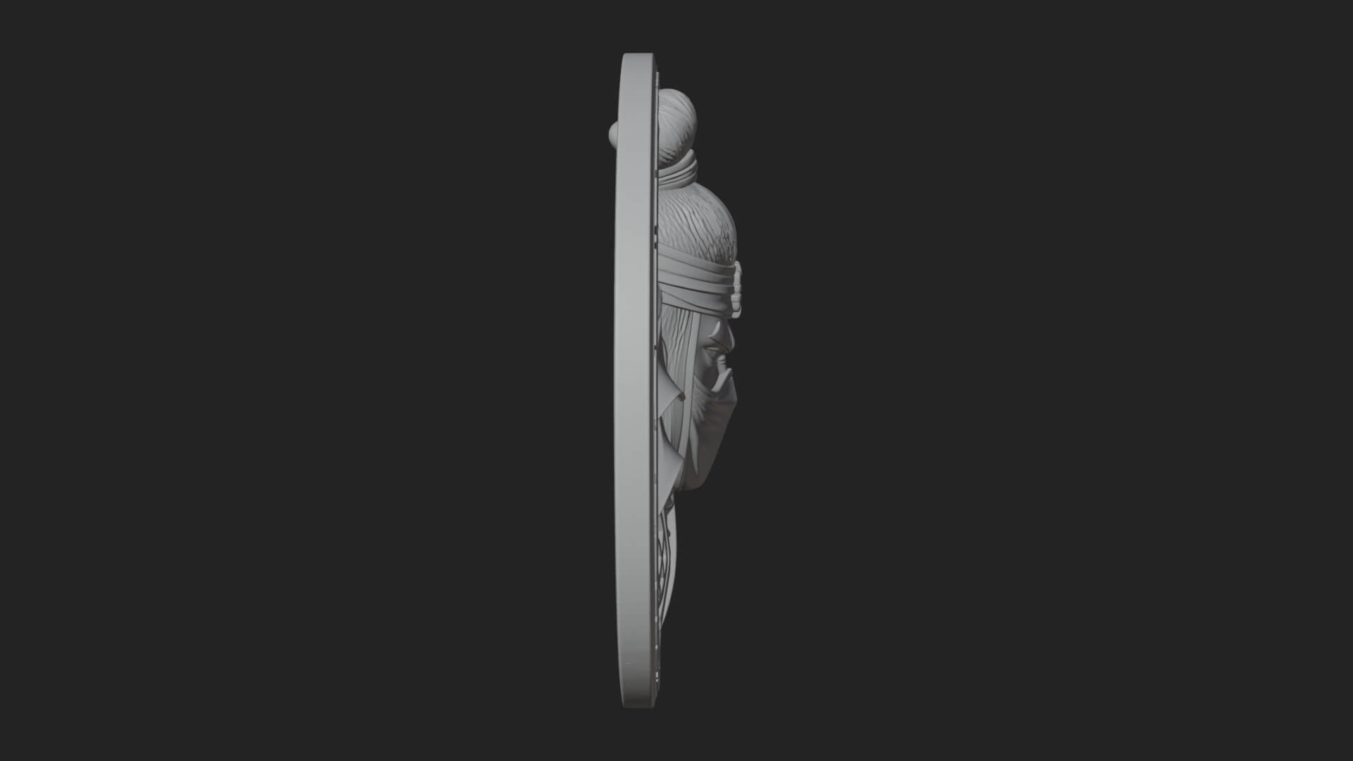 Masked Ninja Oval Relief Plaque Design 2 3D Print Model 3D Model