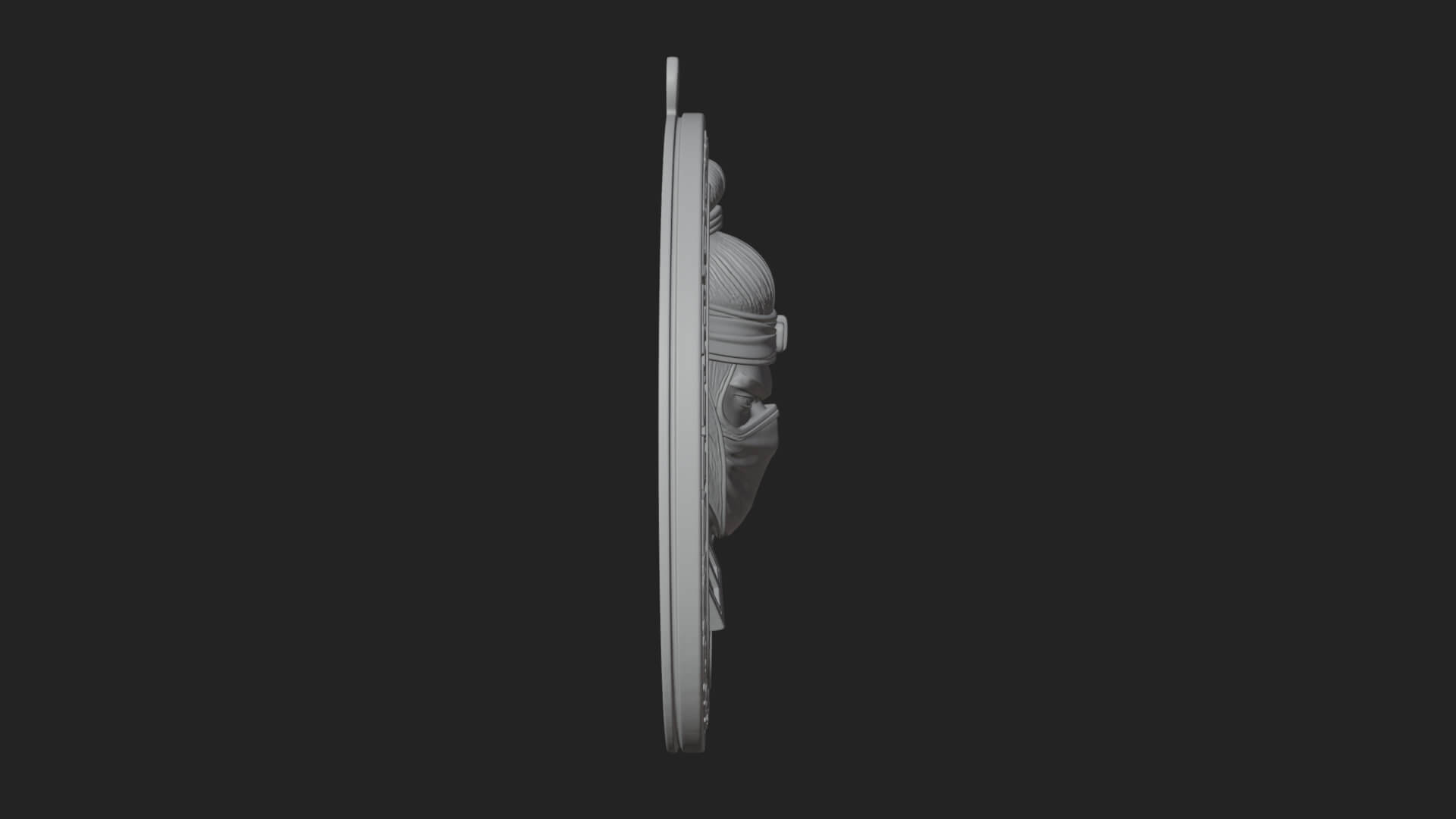 Masked Ninja Oval Relief Plaque Design 3 3D Print Model 3D Model