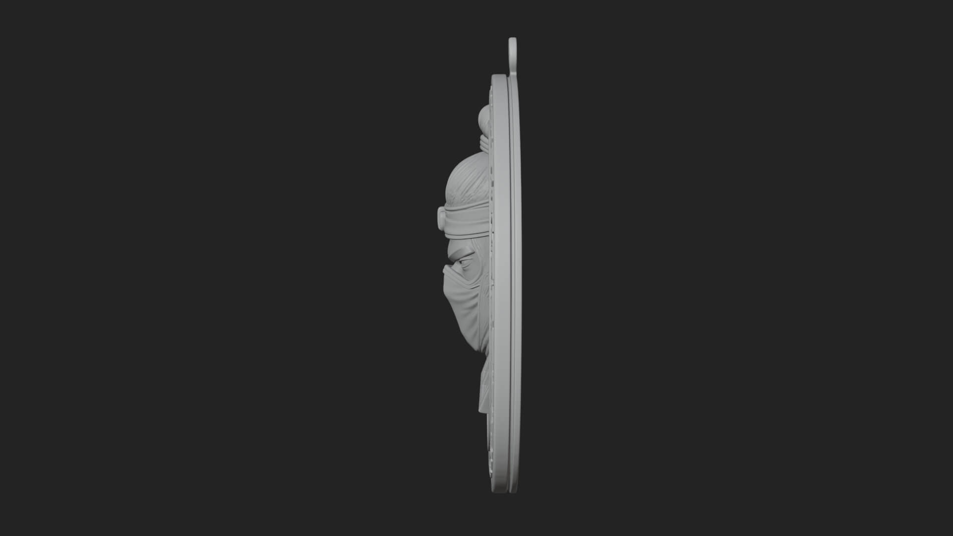 Masked Ninja Oval Relief Plaque Design 3 3D Print Model 3D Model