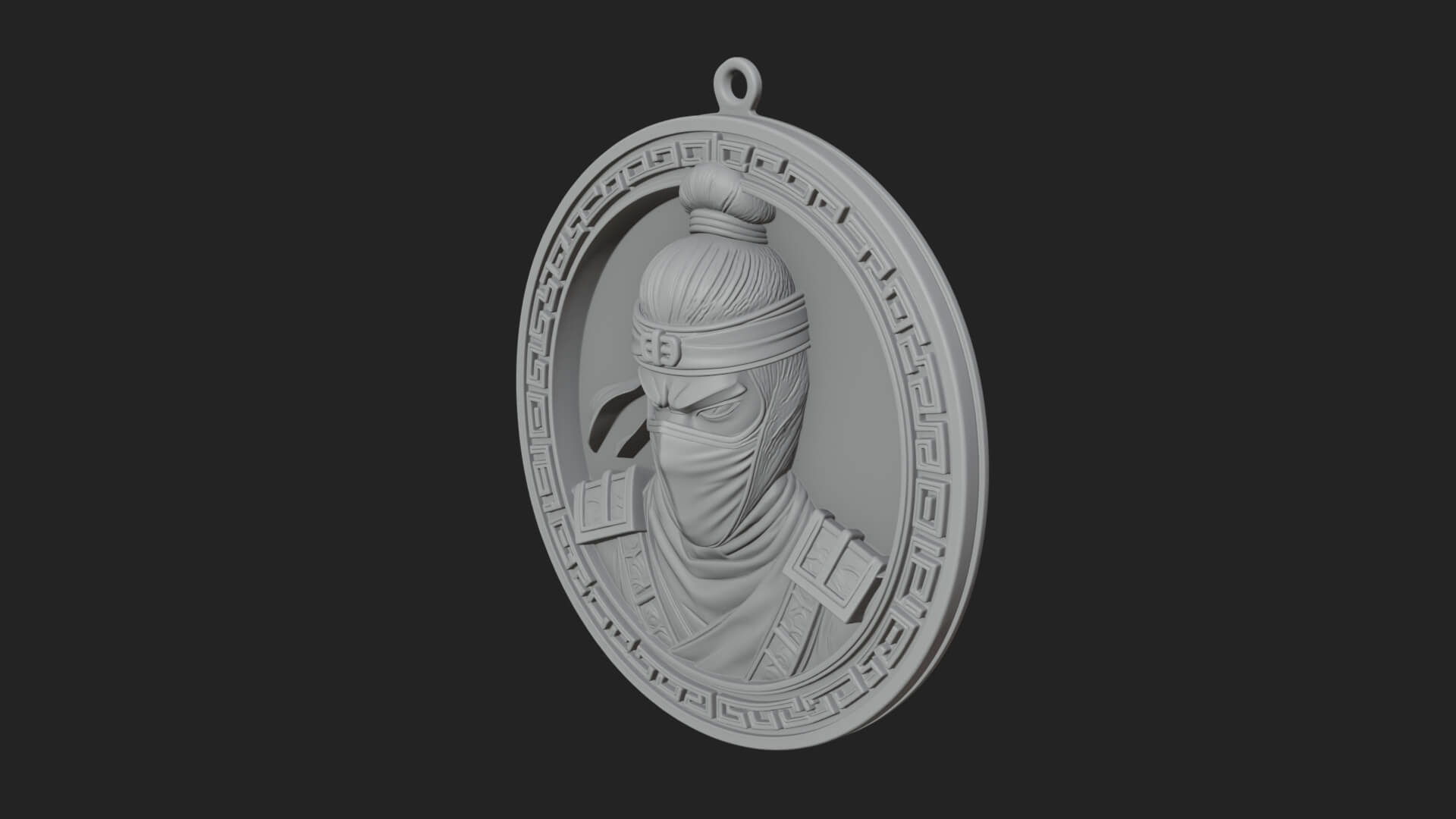 Masked Ninja Oval Relief Plaque Design 3 3D Print Model 3D Model