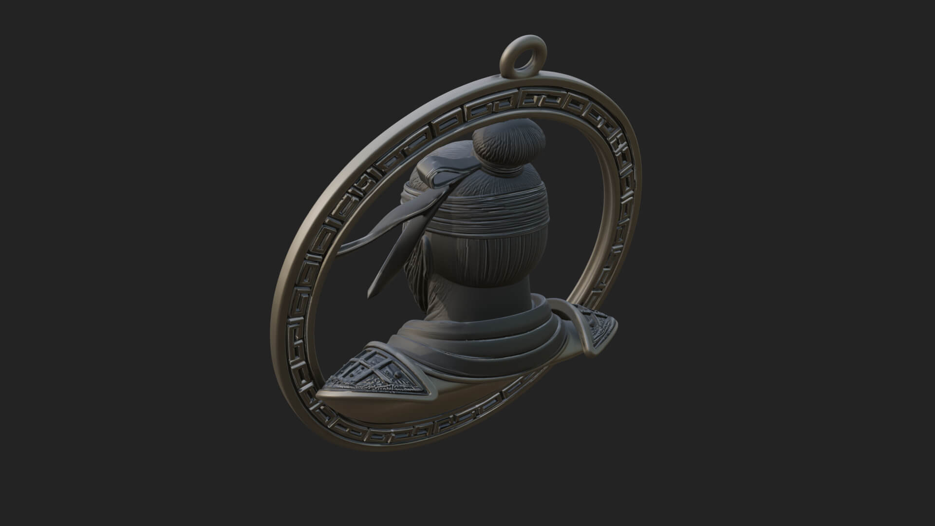 Masked Ninja Oval Relief Plaque Design 4 3D Print Model 3D Model