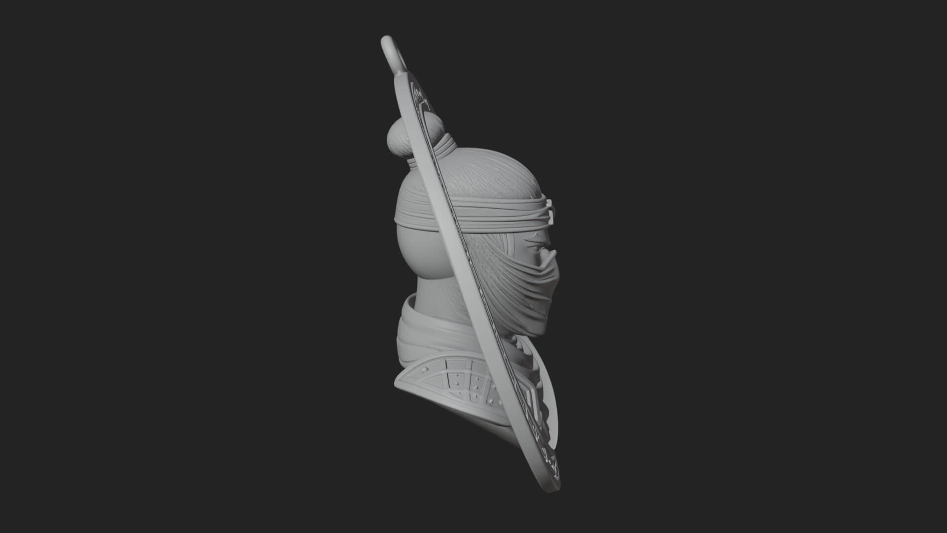 Masked Ninja Oval Relief Plaque Design 4 3D Print Model 3D Model