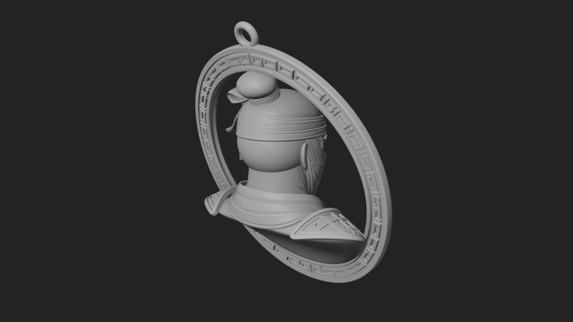 Masked Ninja Oval Relief Plaque Design 4 3D Print Model 3D Model