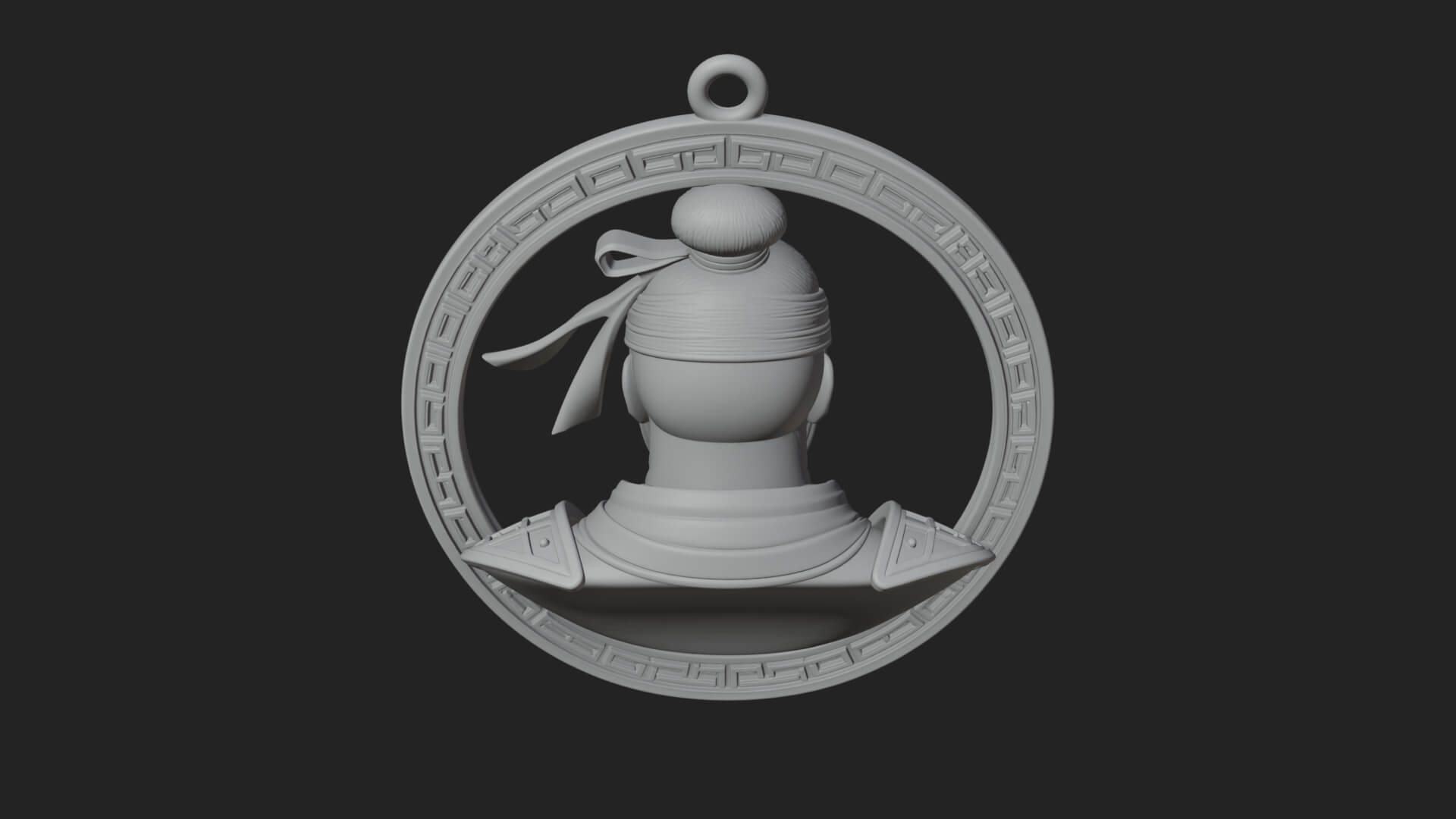 Masked Ninja Oval Relief Plaque Design 4 3D Print Model 3D Model