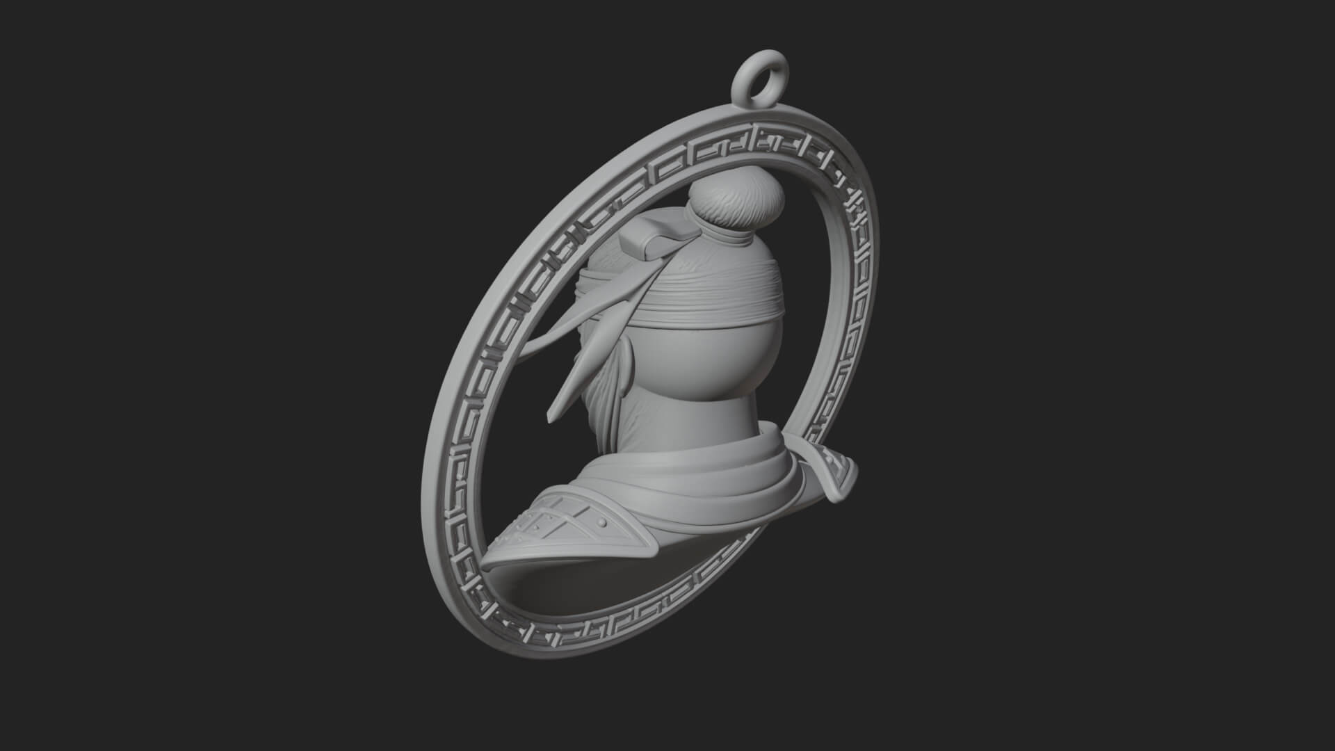 Masked Ninja Oval Relief Plaque Design 4 3D Print Model 3D Model