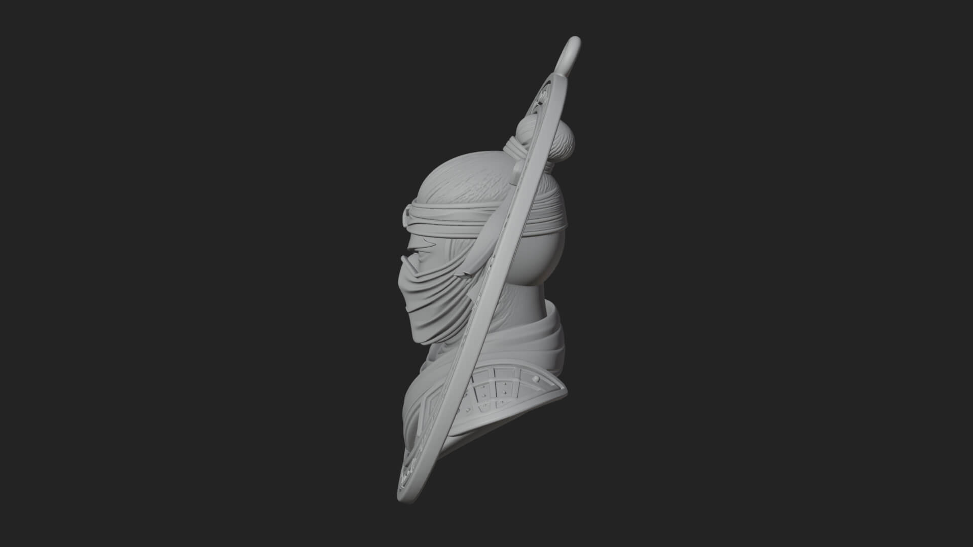 Masked Ninja Oval Relief Plaque Design 4 3D Print Model 3D Model