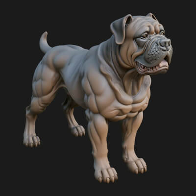 Mastiff Dog Statue Design 1 3D Print Model