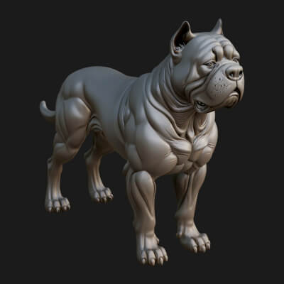 Mastiff Dog Statue Design 3 3D Print Model