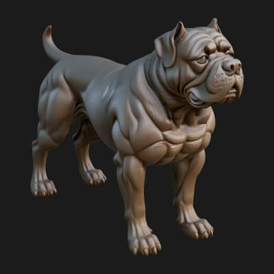 Mastiff Dog Statue Design 4 3D Print Model