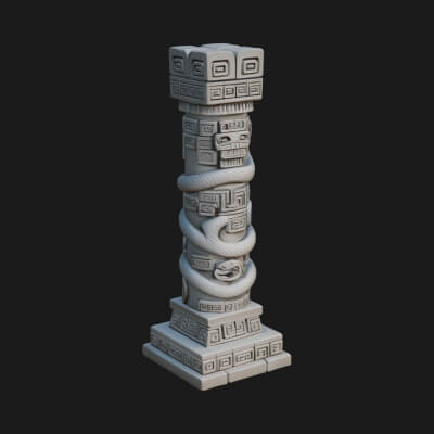 Mayan Serpent Column Design 1 3D Print Model