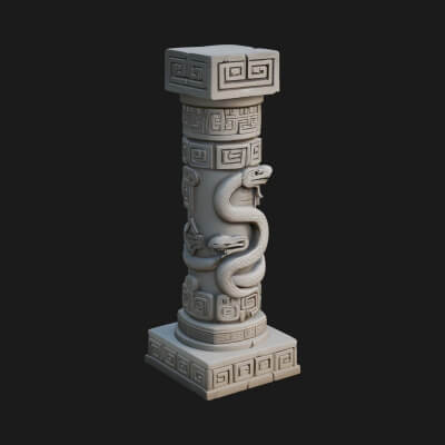 Mayan Serpent Column Design 2 3D Print Model