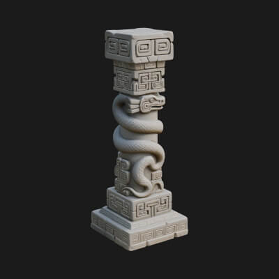 Mayan Serpent Column Design 3 3D Print Model