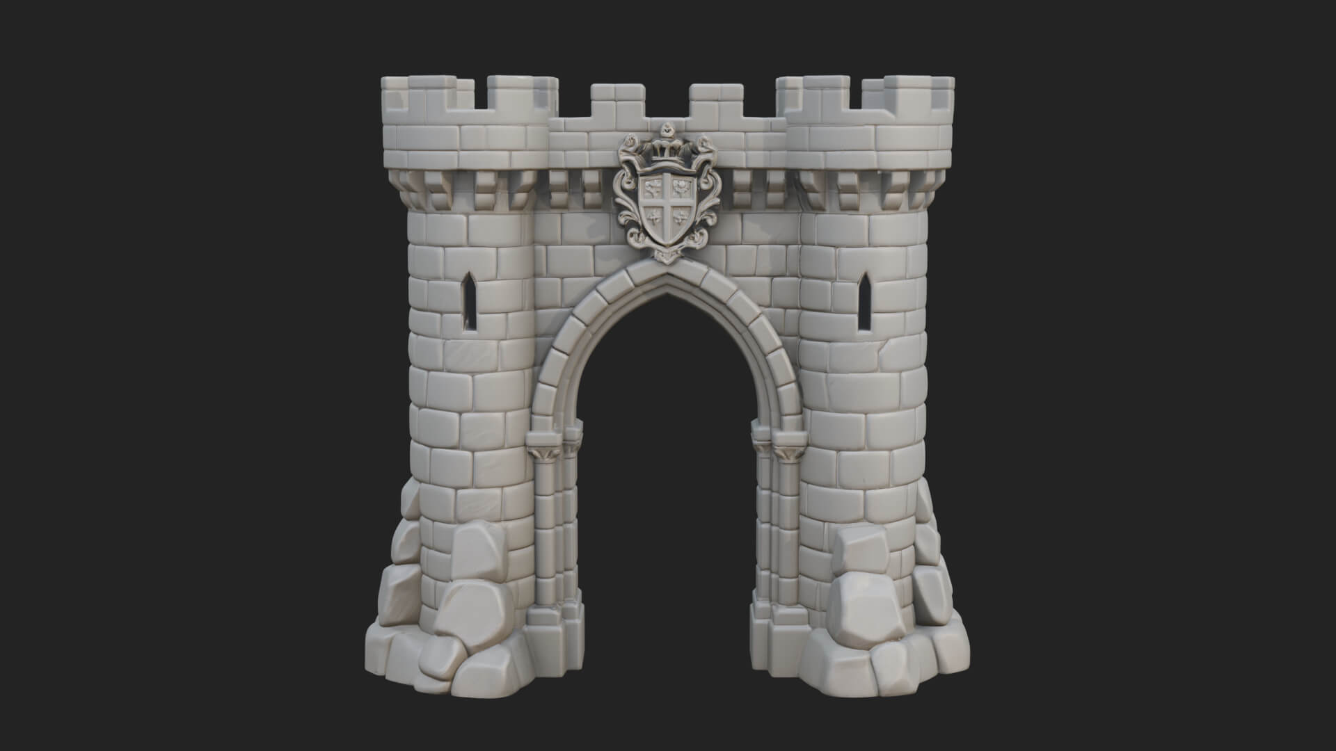 Medieval Castle Gate Model Design 10 3D Print Model 3D Model