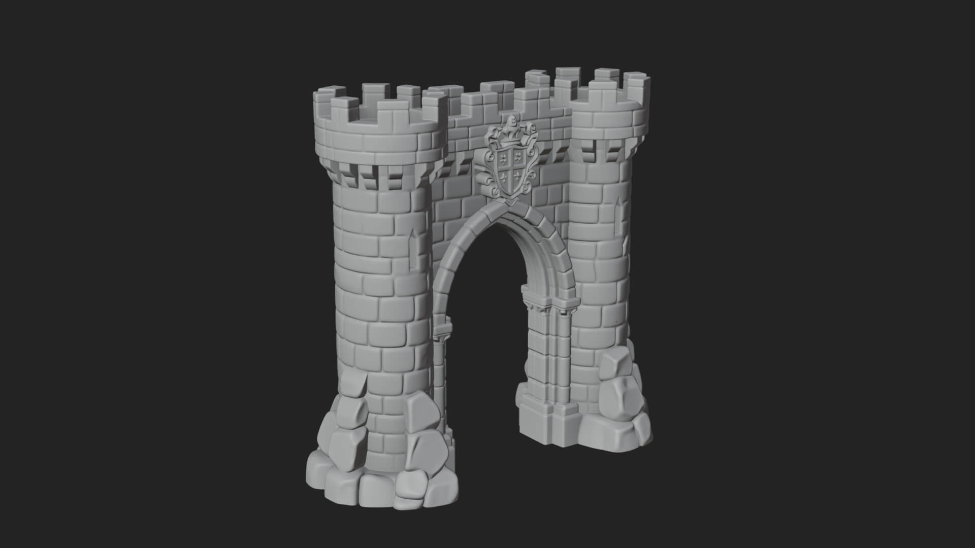 Medieval Castle Gate Model Design 10 3D Print Model 3D Model