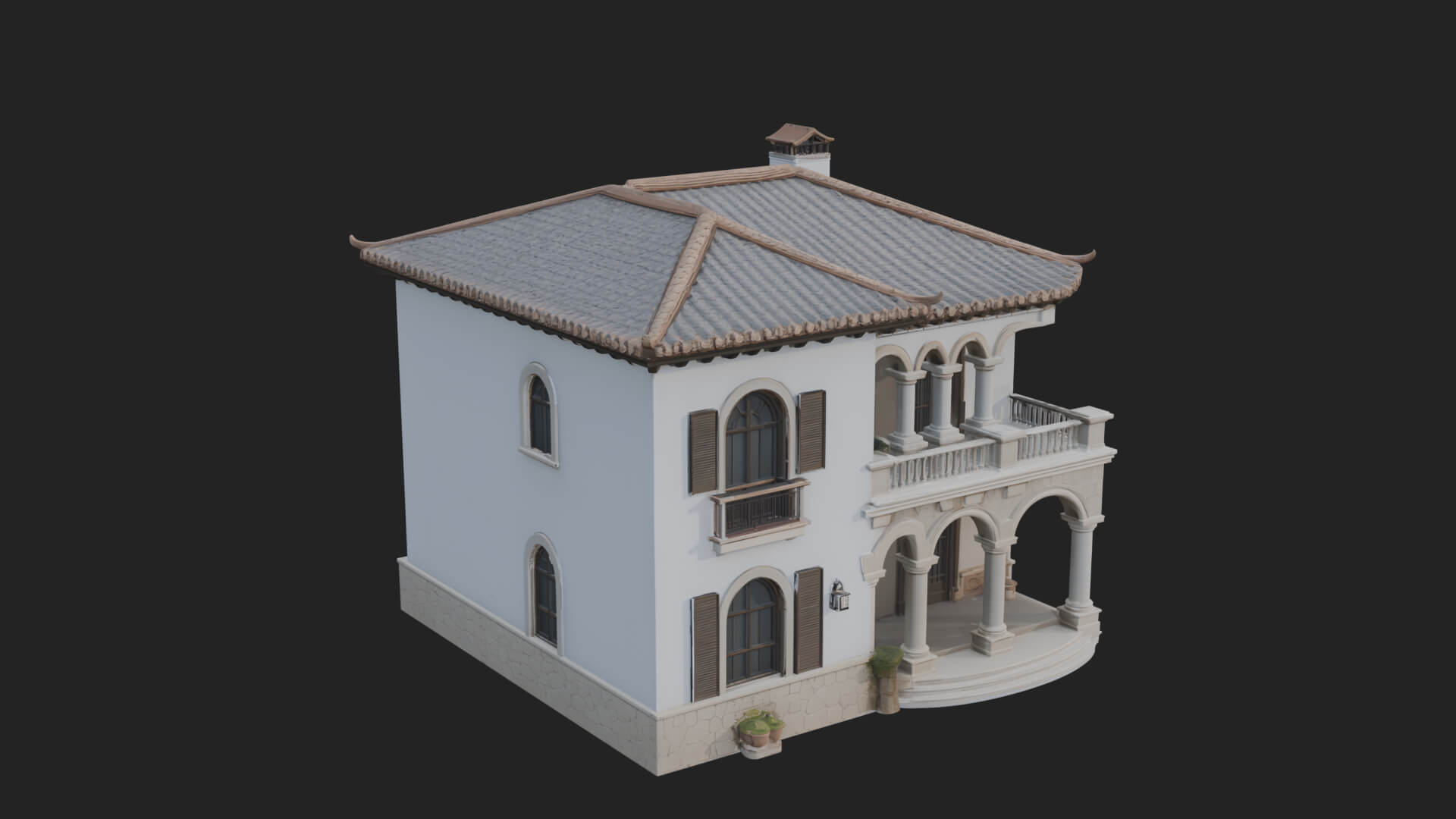 Mediterranean Villa House Design 2 3D Print Model 3D Model