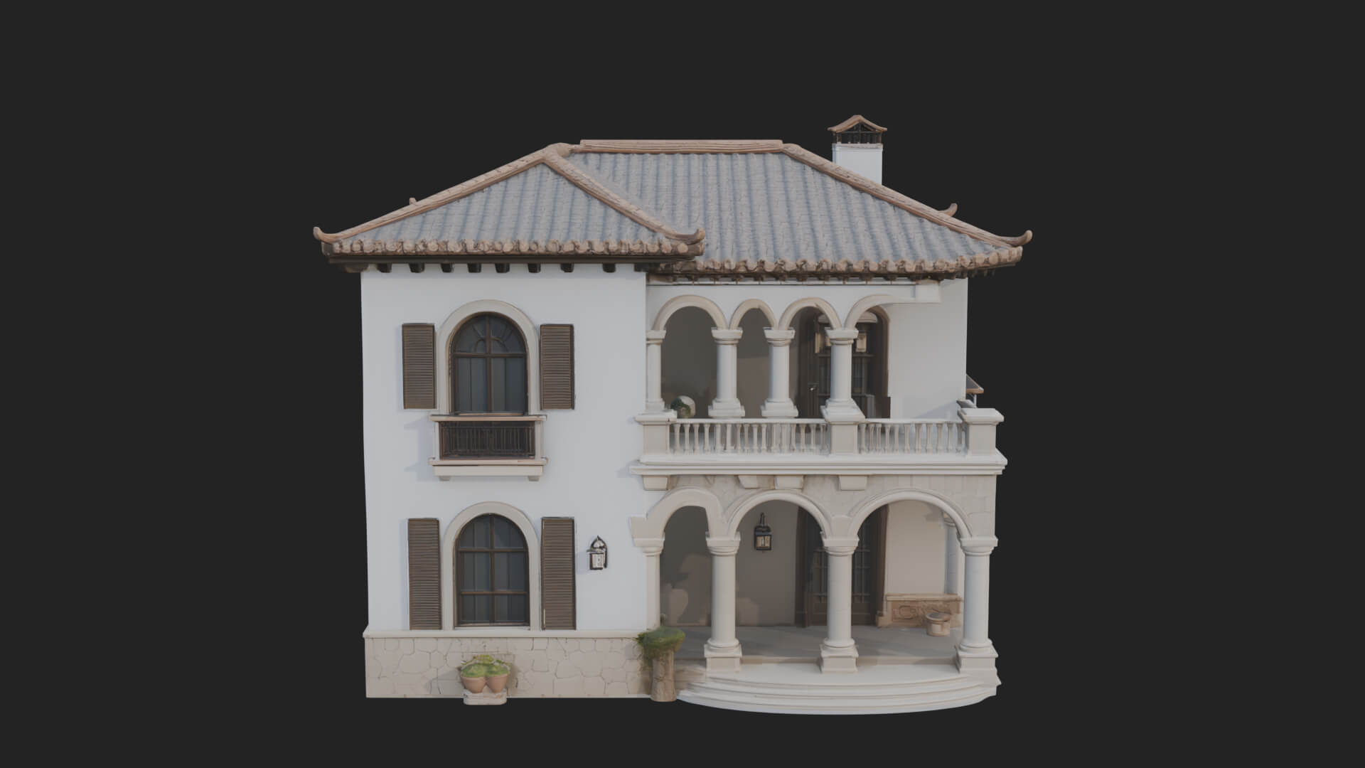 Mediterranean Villa House Design 2 3D Print Model 3D Model