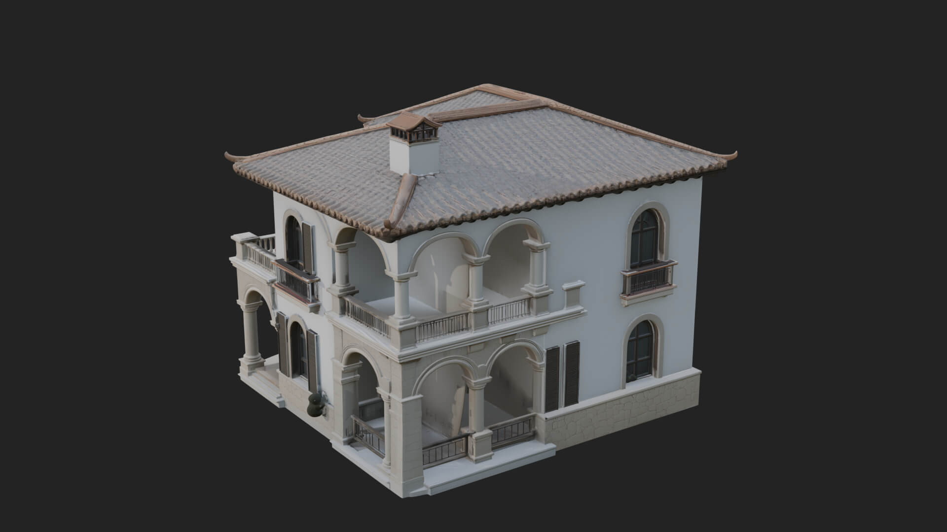 Mediterranean Villa House Design 2 3D Print Model 3D Model