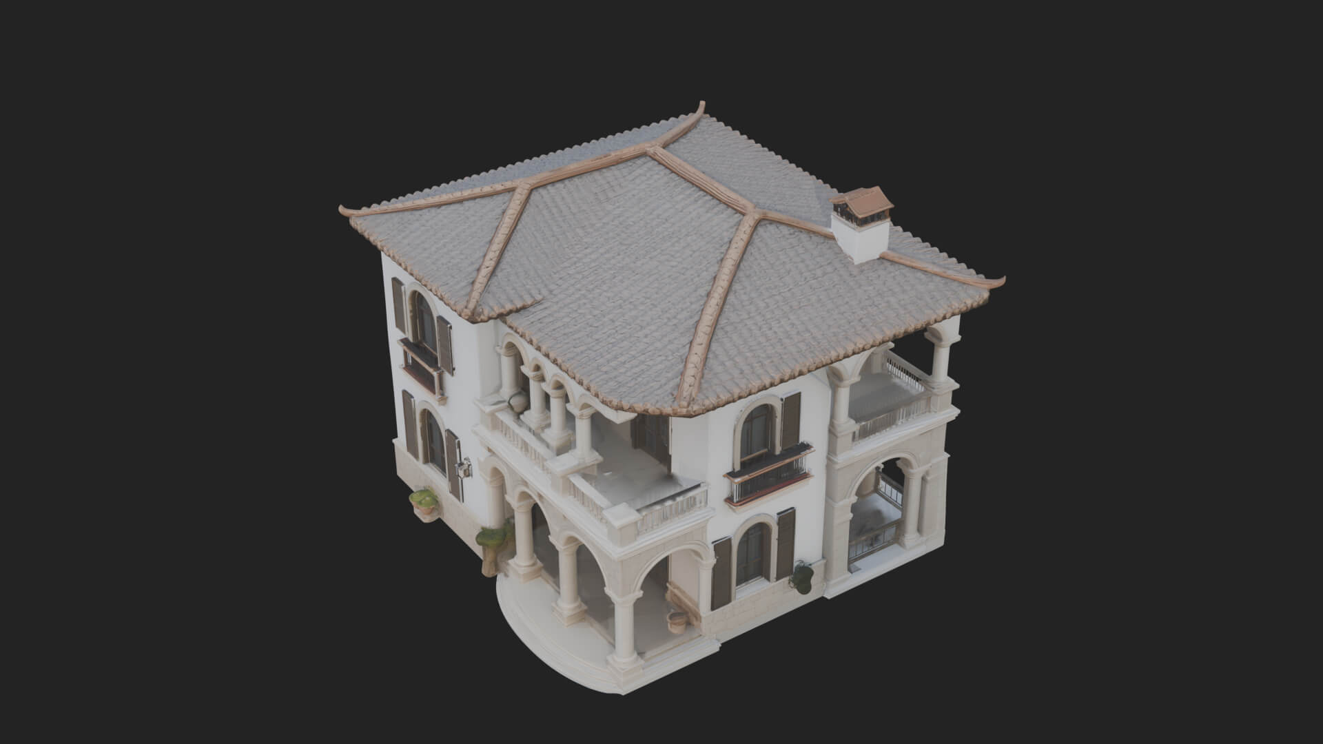 Mediterranean Villa House Design 2 3D Print Model 3D Model