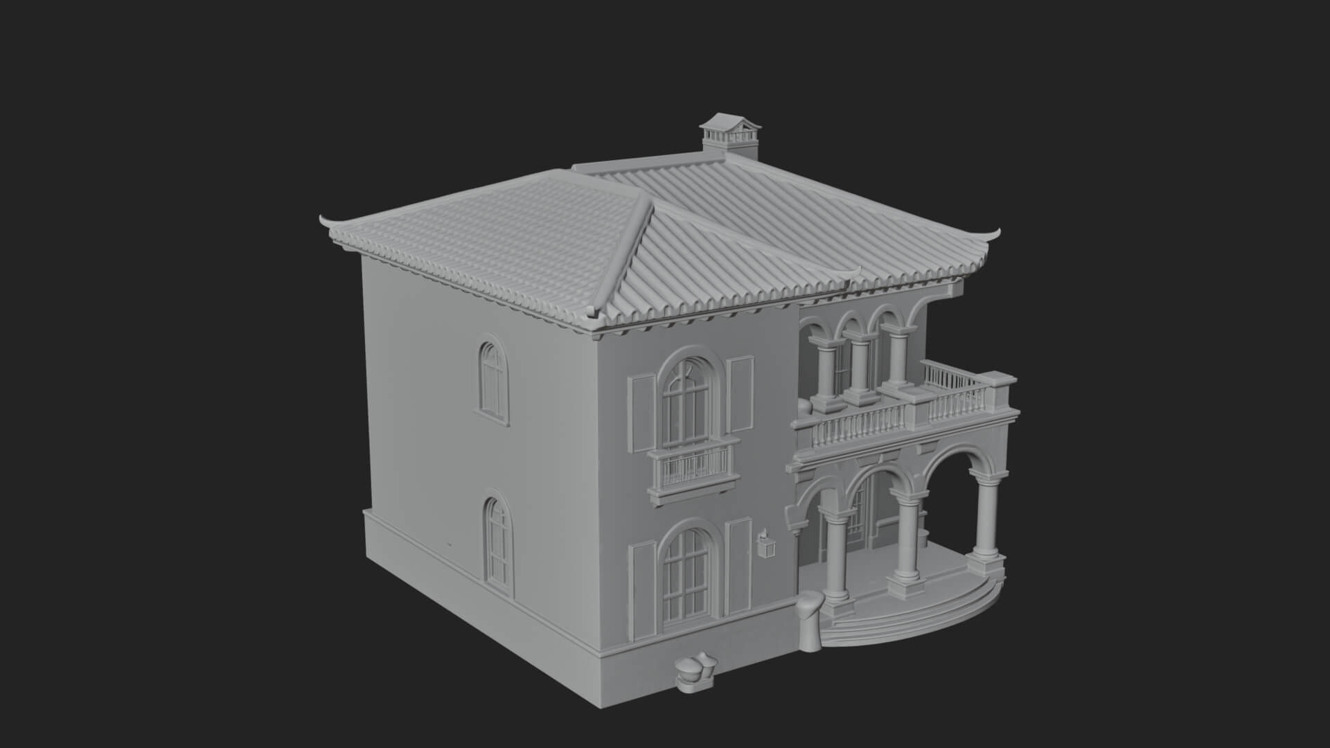 Mediterranean Villa House Design 2 3D Print Model 3D Model