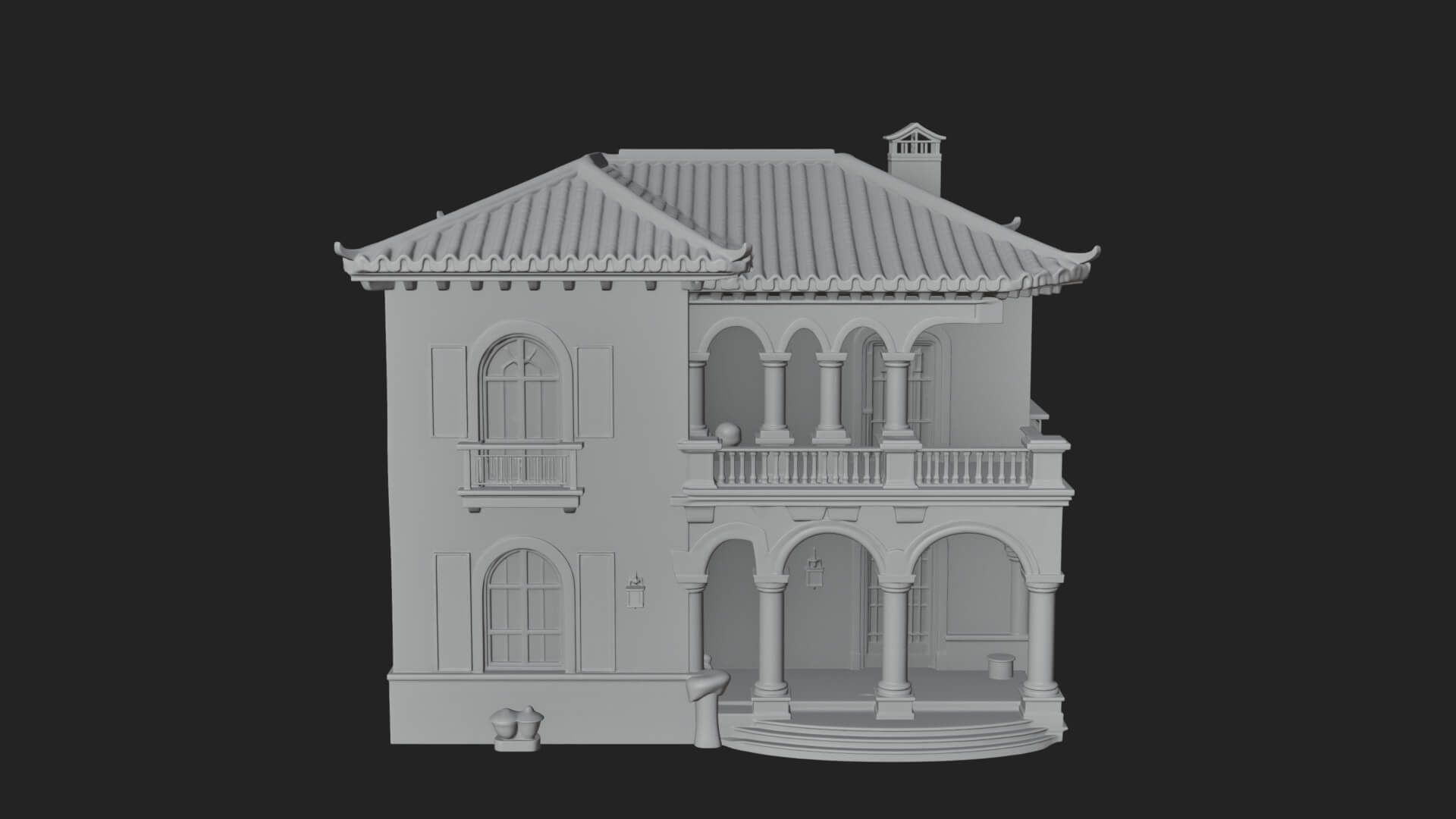 Mediterranean Villa House Design 2 3D Print Model 3D Model