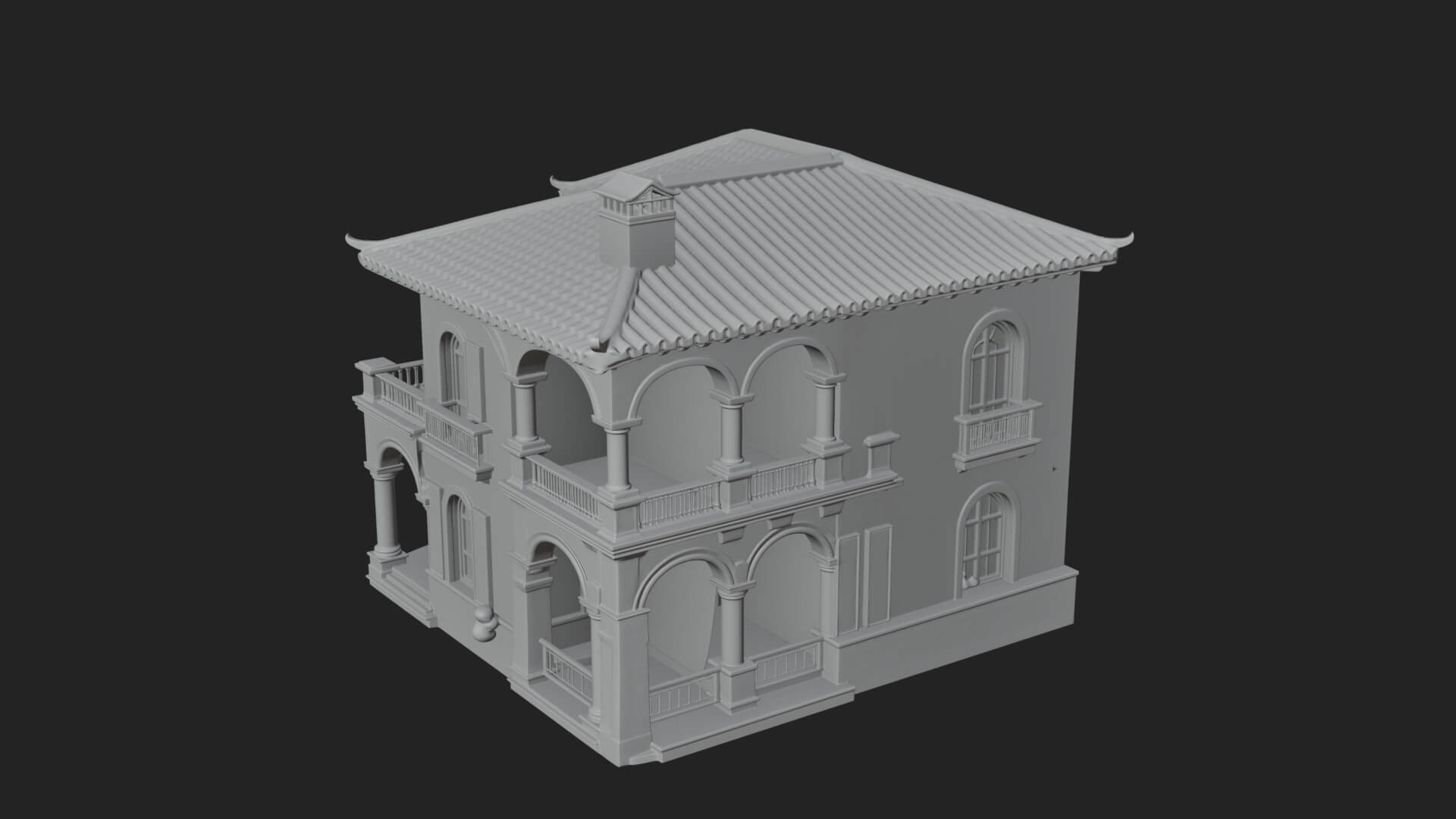 Mediterranean Villa House Design 2 3D Print Model 3D Model