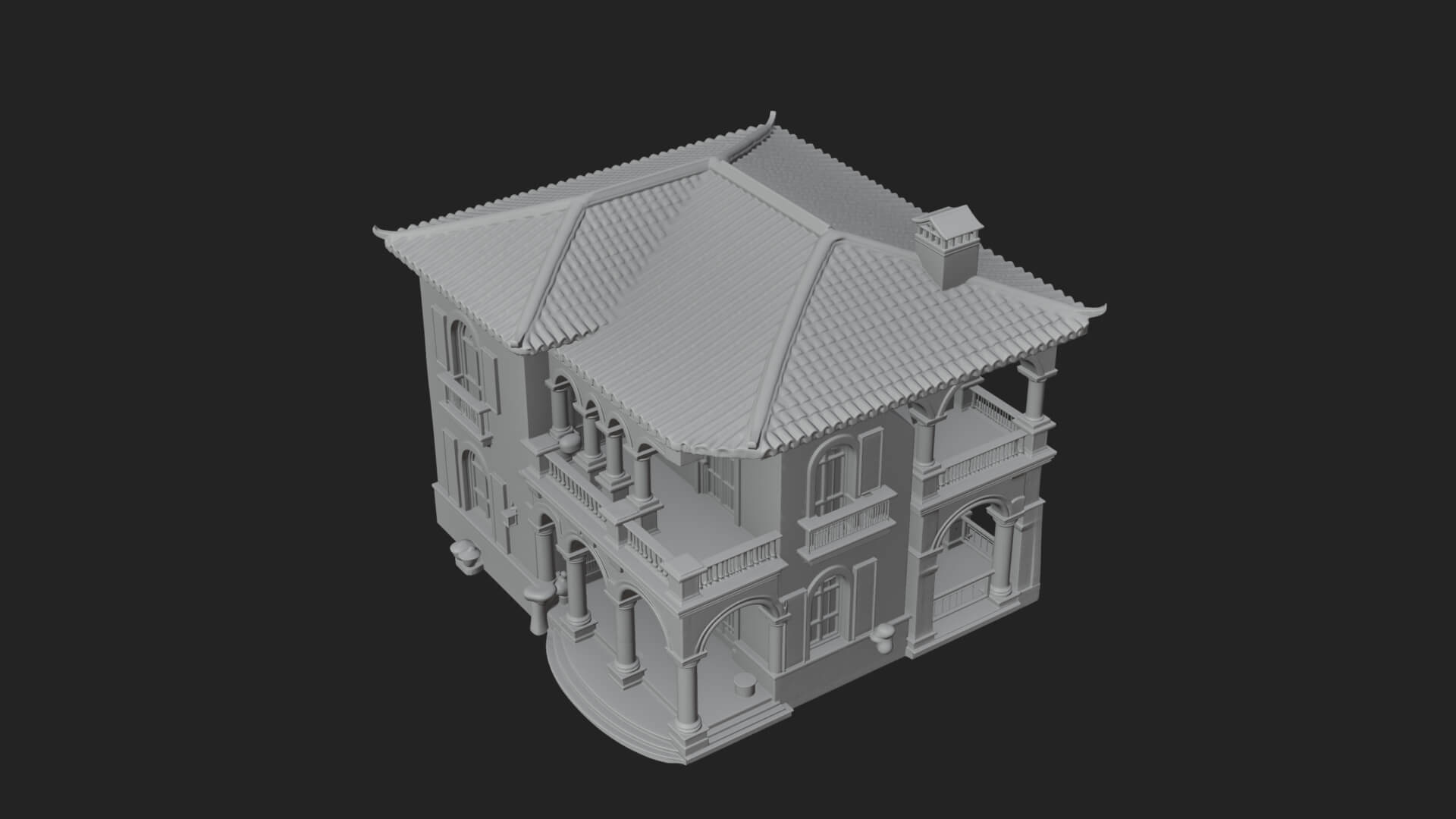 Mediterranean Villa House Design 2 3D Print Model 3D Model