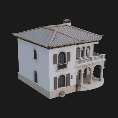 Mediterranean Villa House Design 2 3D Print Model